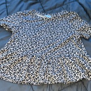 Cute Cheetah Ruffled Bottom Shirt